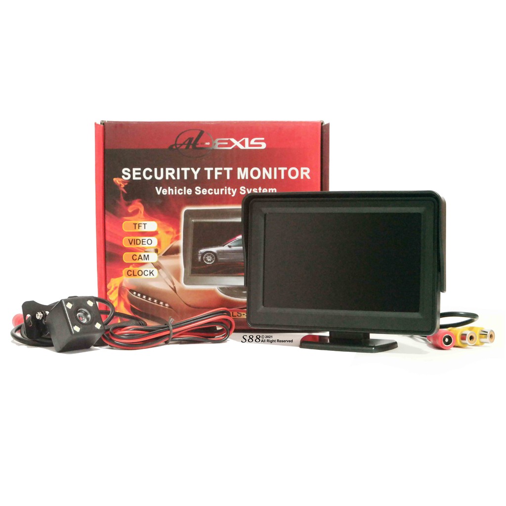 Monitor Mobil plus Kamera Mundur LED CCD Set Universal