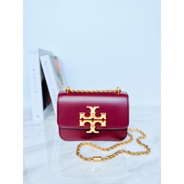 TORY BURCH ELEANOR SMALL CONVERTIBLE SHOULDERBAG IN CLARET