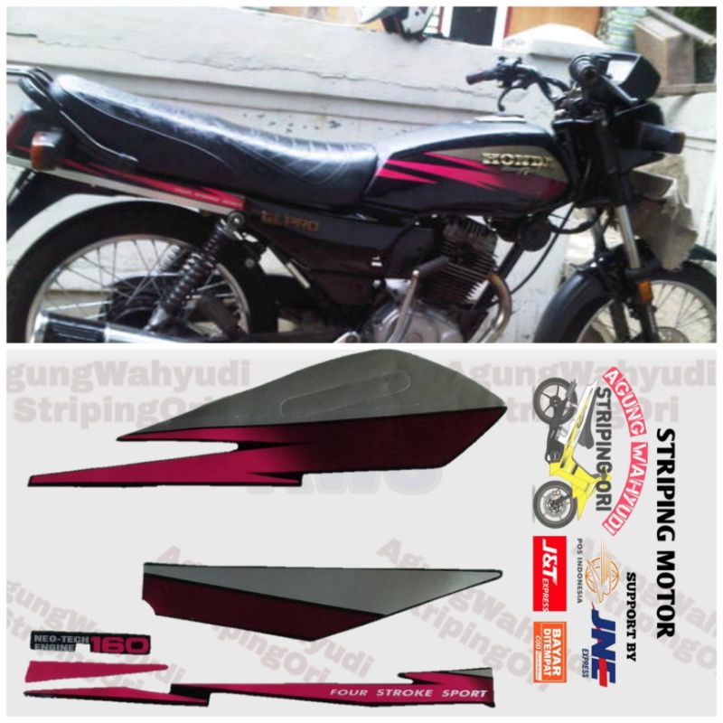 STRIPING MOTOR HONDA GL PRO 1995 HITAM SILVER MERAH LIS LES BODY POLET STIKER SEPEDA 1993 93 94 1994