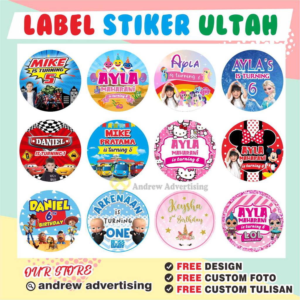 Stiker Ultah / Stiker Nasi Kotak / Stiker Aqiqahan / Sticker Bento custom murah