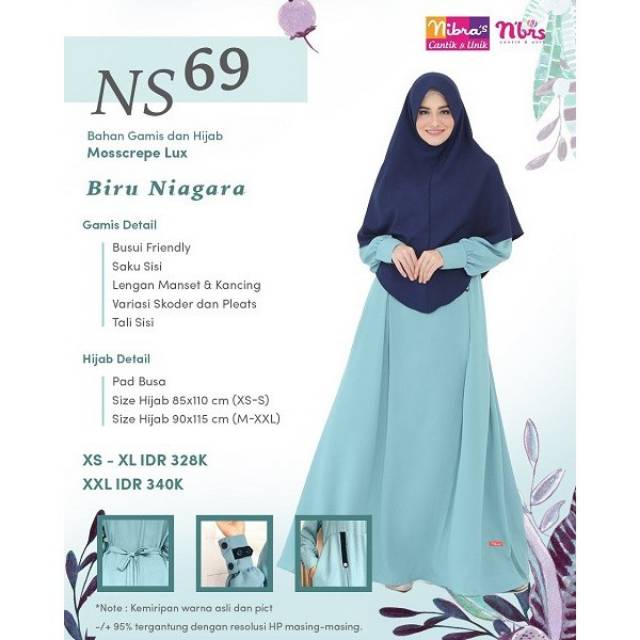 Gamis Nibras Syar'i NS 69 Biru Niagara