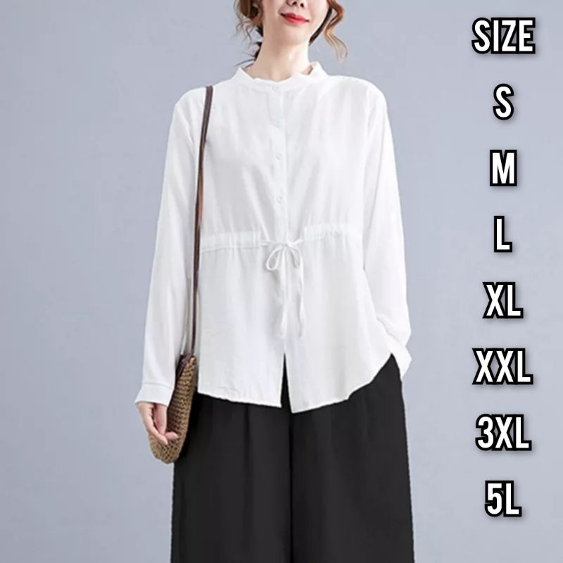 Elois Blouse - Size S M L XL XXL 3XL 4XL/5L - Blouse Korea Jumbo - Atasan Wanita Jumbo - Kemeja Polos Korea Jumbo - Atasan Polos Big Size