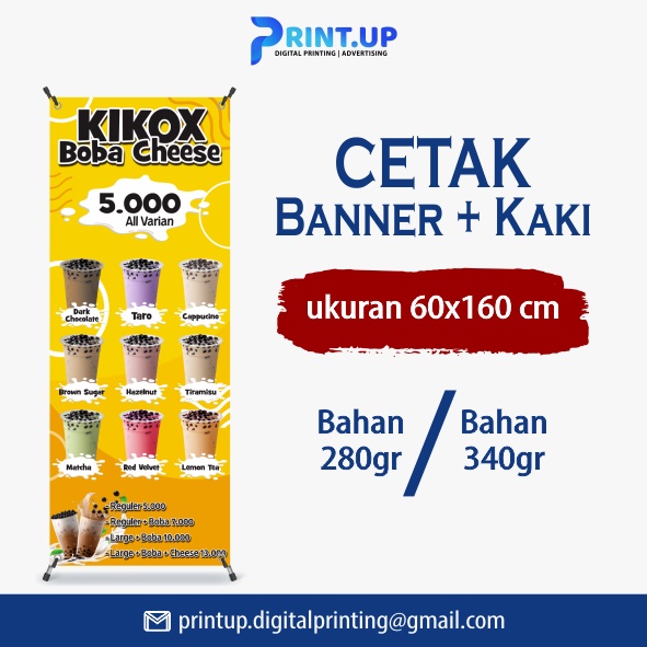 Banner + kaki (X / Y Banner) banner boba banner jualan, olshop, wedding, wisuda, aqiqah