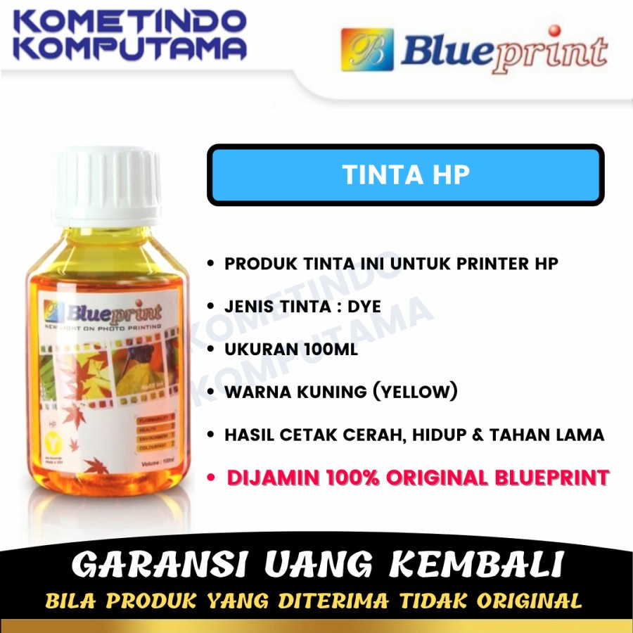 KUNING Tinta HP Original BLUEPRINT Refill For Printer HP 100ml Yellow - Kuning