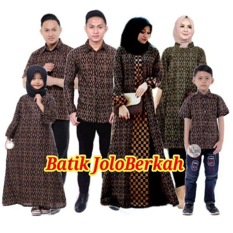 Promo Batik Couple Keluarga Sarimbit Sania Ruffle Batik Ori Ndoro Jowi Songket Cokelat