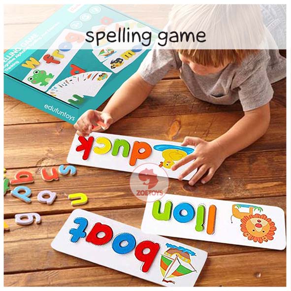 Zoetoys Spelling Game | Treehole Moveable Wooden Word Jumble Letter | Words Learning Game Kids Matching Card Puzzle Montessori | Belajar Mengeja Kata Mengenal Huruf Alphabet | Mainan Anak Edukasi