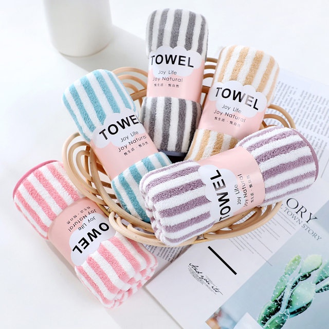 Handuk Mandi Dewasa Microfiber 50x100cm 70x140cm Motif Salur Kecil Handuk Anak Handuk lembut Import