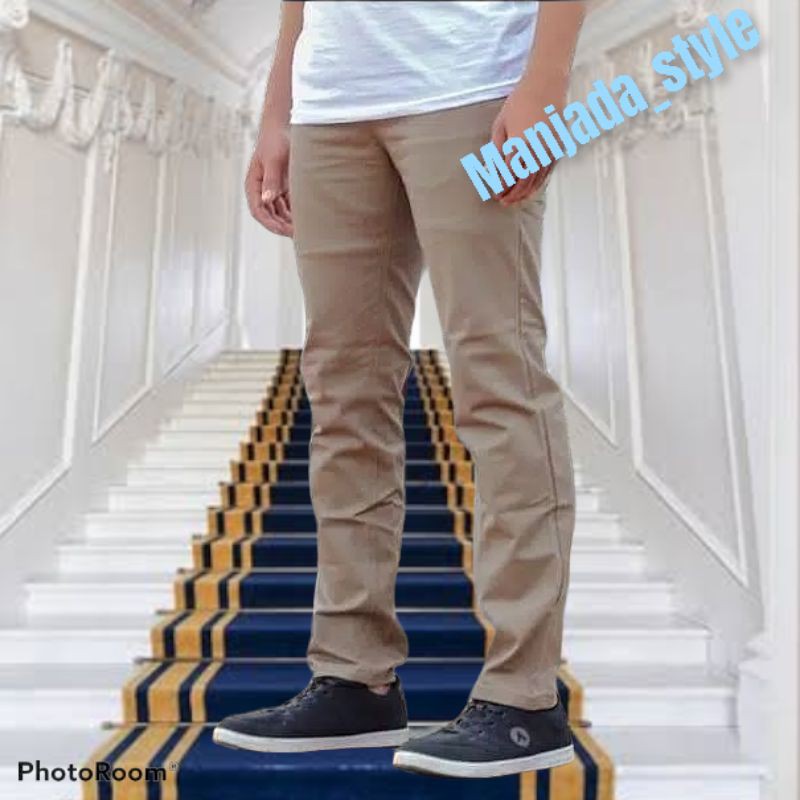 CELANA CHINO Panjang pria Slimfit KERJAHARIAN CHINOS CINO Santai Casual Formal Hitam Abu Cream Army