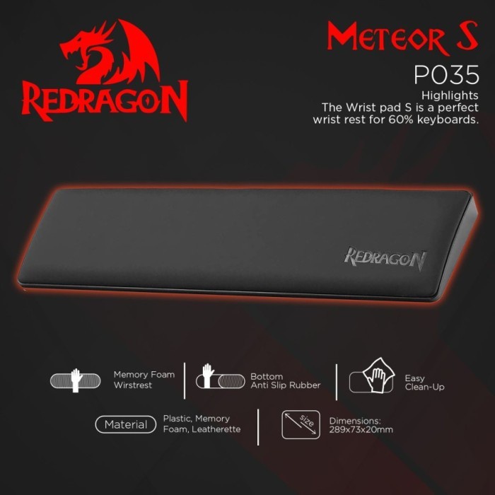 Wrist Pad Keyboard Redragon Gaming Wrist Pad 60 Keyboard METEOR S - P035