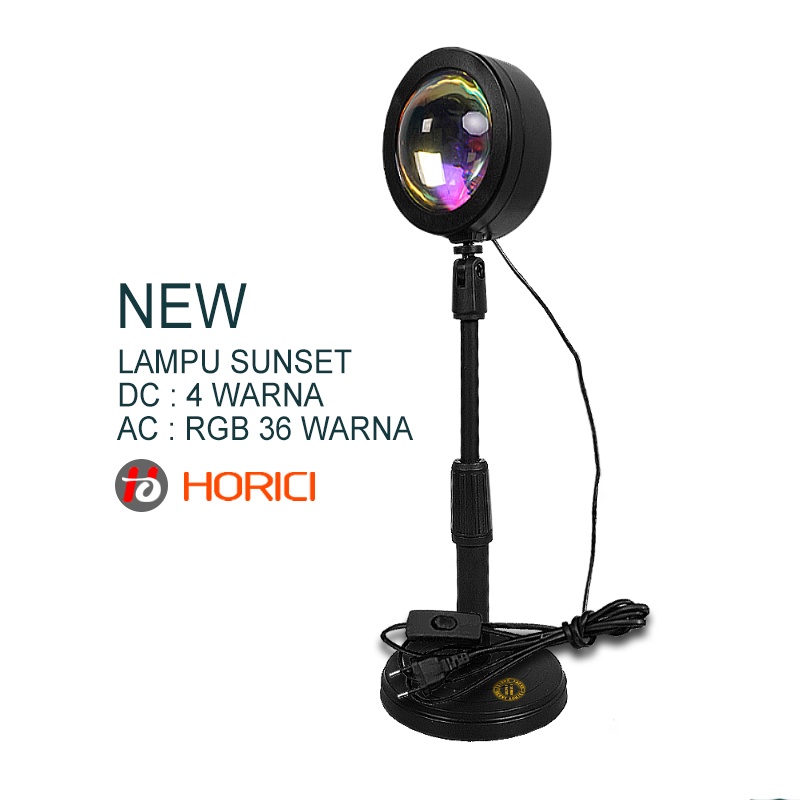 Horici Lampu Sunset DC 4Warna Dan AC RGB 16Warna Rainbow Sunset Lampu LED RGB Sunlight Lampu Proyeksi Lampu Malam Lampu Meja