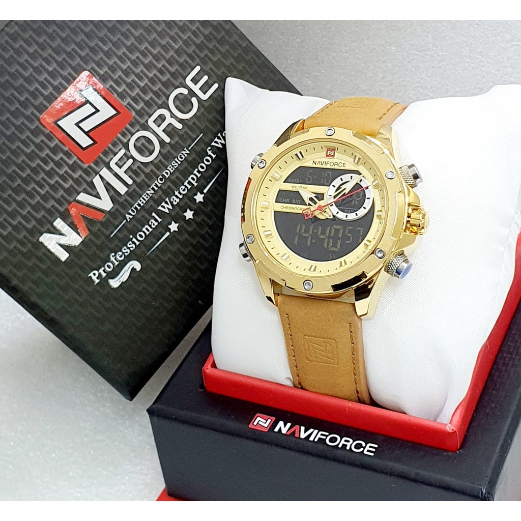 Jam tangan Naviforce Pria original tahan air terbaru dual time