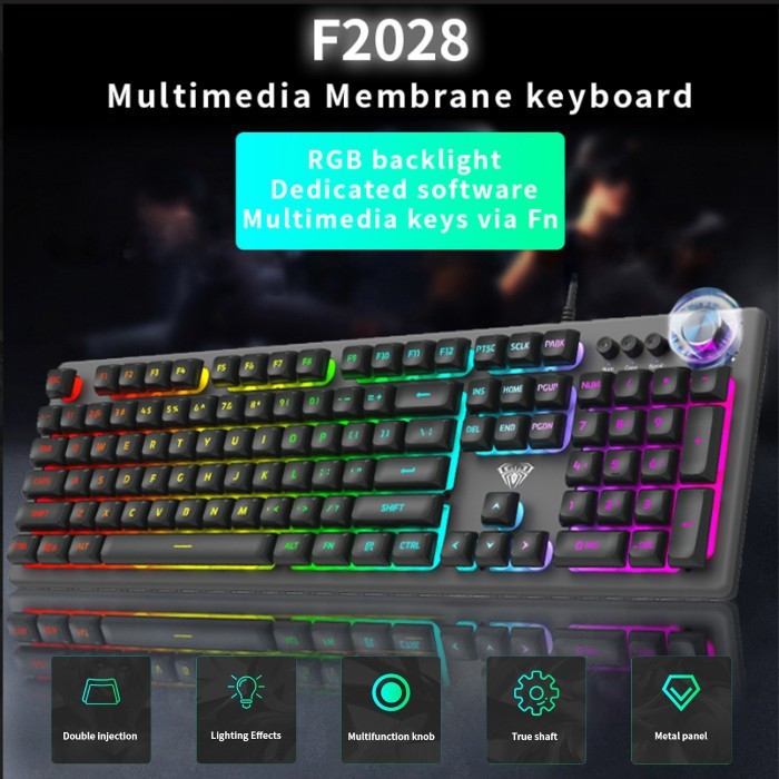 Keyboard Gaming Multimedia Membrane AULA F2028 – RGB Macro Software