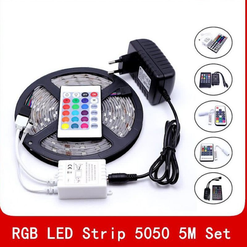 BS323 Lampu Strip LED RGB 5050 IP65 DC 12 V Warna Warni 5 Meter Waterproof