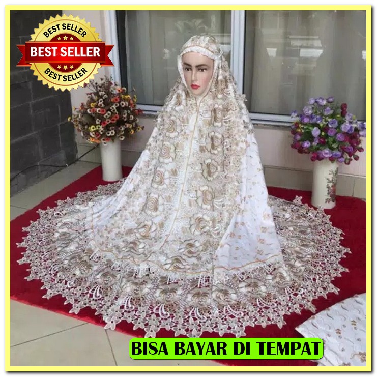 Mukena Lebara Model Ponco Kepala Bisa Dibuka Ad Resleting Tdk Mer MQ894 Mukena Dewasa Sutra Paris  B