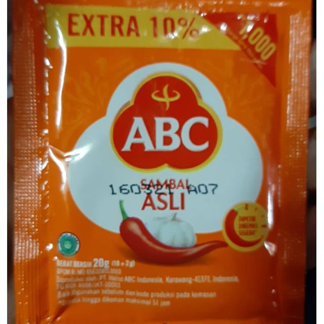 

Saus ABC Sambal Asli (10 Sachet/Renceng)