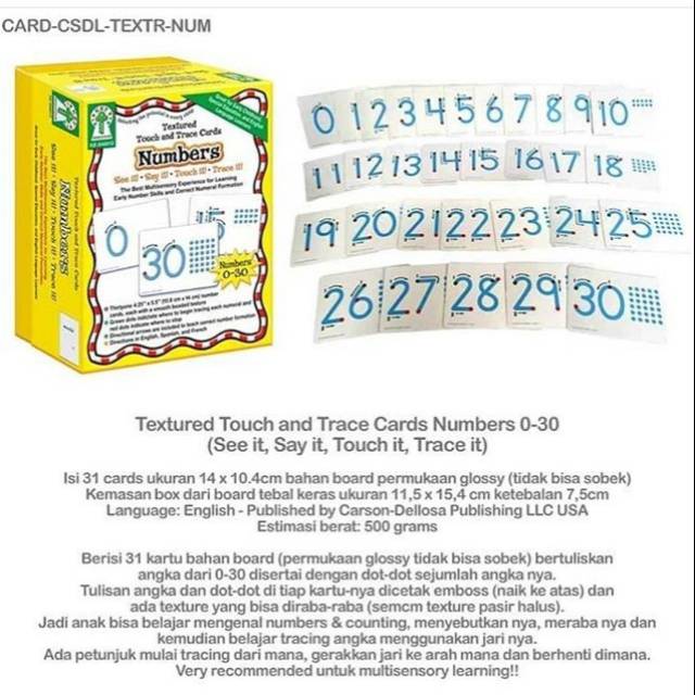 

Textured Touch and Trace Cards Numbers 0-30.