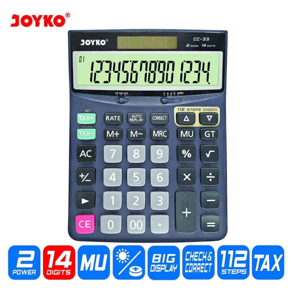 

[PENAMAS] Calculator Kalkulator Joyko CC-33 14 Digits Check Correct