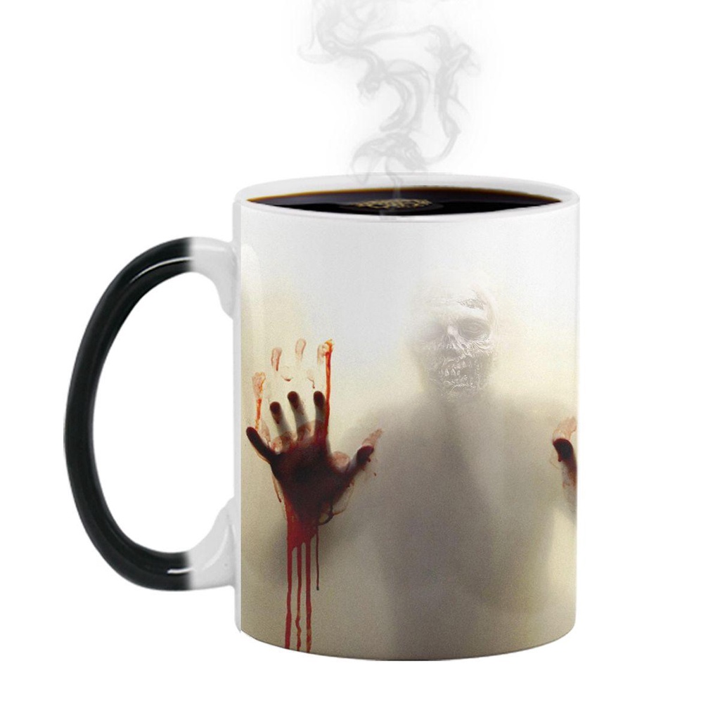 [Elegan] Mug Kopi Zombie Keramik Dekorasi Halloween Kreatif Sensitif Panas Berubah Warna Peralatan Minum