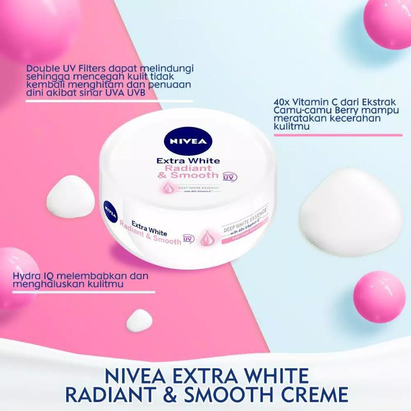 Nivea Extra White Radiant & Smooth Cream 50gr/Nivea Extra White Radiant & Smooth Cream 100gr