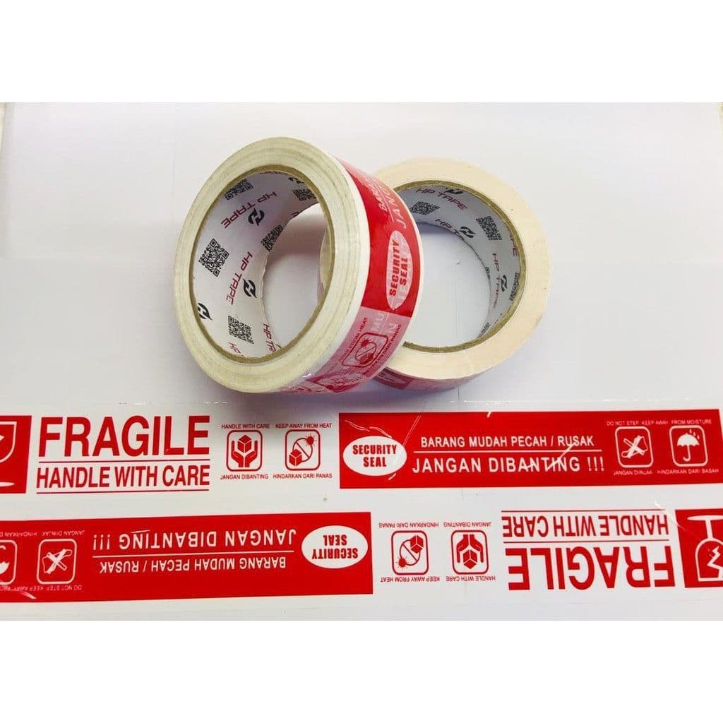 Lakban fragile 2in1 merah putih Lakban merah putih JANGAN DIBANTING