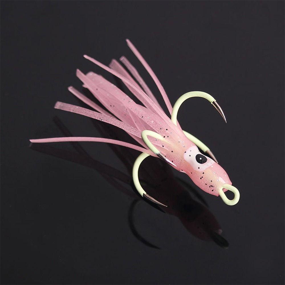 Preva 4pcs Umpan Gurita Air Asin Tahan Lama Fishing Tackle Night light Four Hook Claw Hooks