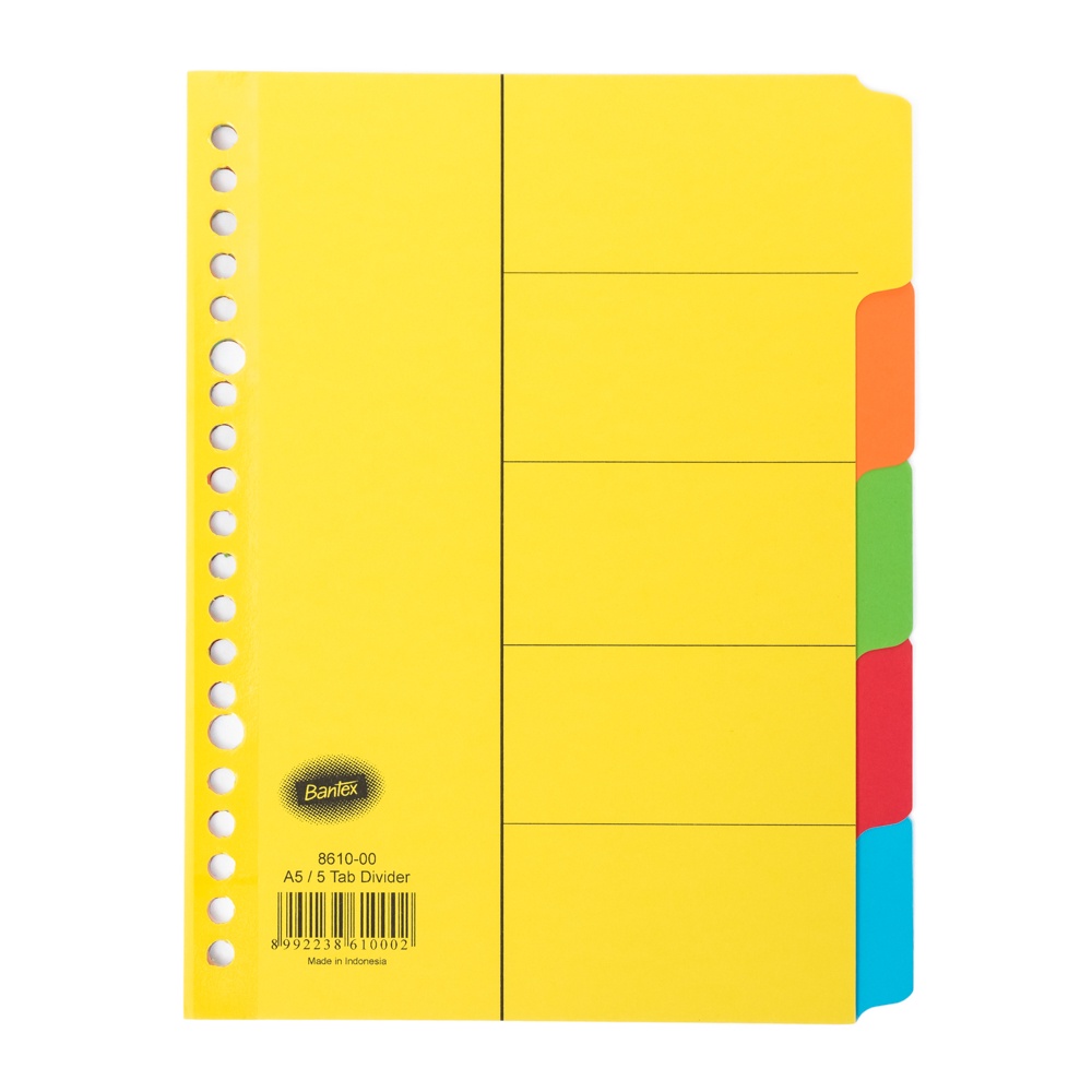 

Bantex Cardboard Divider & Indexes A5 (5 pages)