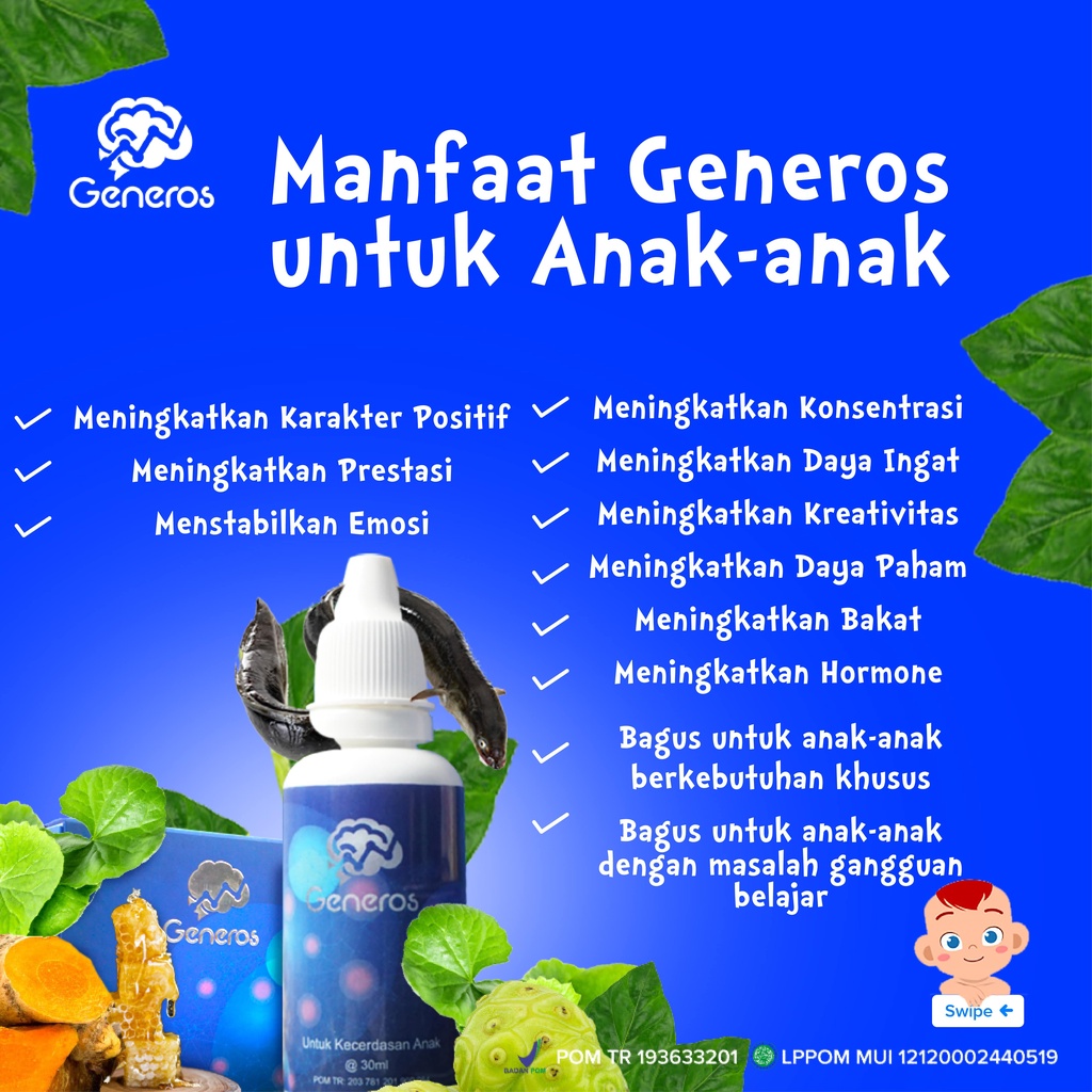 Generos Speech Delay Original  - Suplemen Multivitamin Nutrisi Otak Atasi Telat Bicara Anak &amp; Bayi Tingkatkan Konsentrasi &amp; Daya Ingat Menambah Kecerdasan