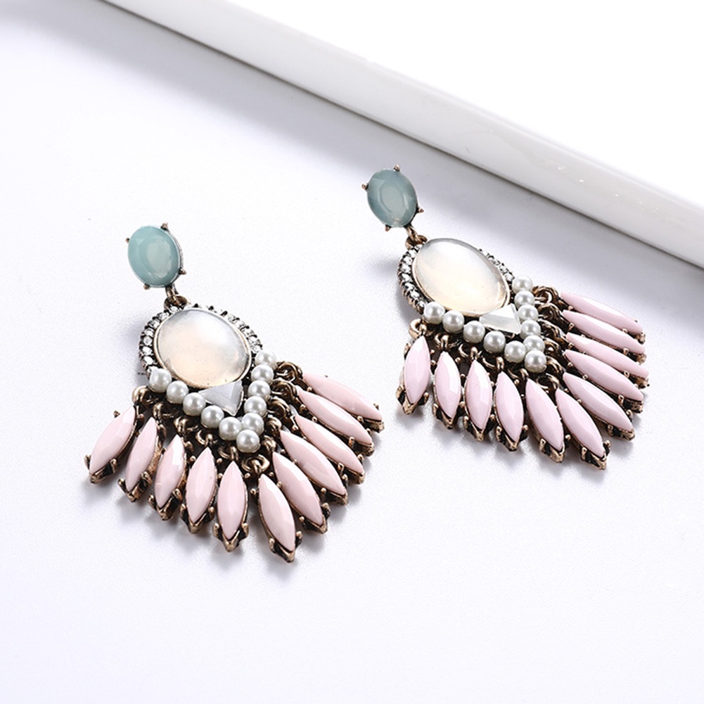 Hu Hu Hu Hu Hu Alat Bantu Pasang Kacamata♡ Anting Tusuk Gantung Wanita Desain Geometri Hias Berlian Imitasi Untuk Pesta