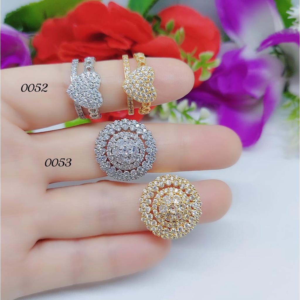 Cincin wanita permata lapis emas Perhiasan Xuping Jewelry 0052.0053