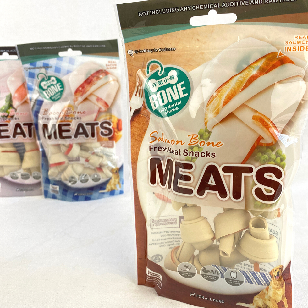 

ORGO Snack Anjing Dental MEATS Salmon Flavor Knotted Bone Small 5pcs