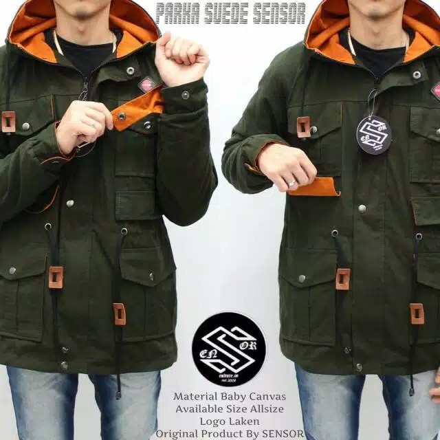 Jual Jaket Parka Pria Distro Suede Sensor Original Warna Army Shopee Indonesia