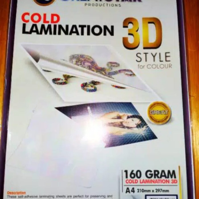 

(DISKON TERMURAH) LAMINASI DINGIN/COLD LAMINATION 3D A4/20