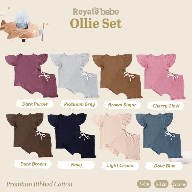 ROYALE BEBE SETELAN OLLIE SET SETELAN RUFFLE SET PIYAMA ANAK PIYAMA BAYI