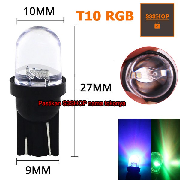 Lampu Led Sen Sein Plat T10 7 Multi Warna RGB Pelangi Kedip Otomatis Mobil Motor