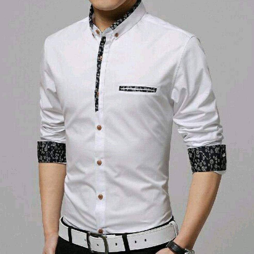 SALE NS AT HEM NANDO MAROON HITAM ABU NAVY KEMEJA PRIA LENGAN PANJANG POLOS KATUN SIMPLE ELEGAN