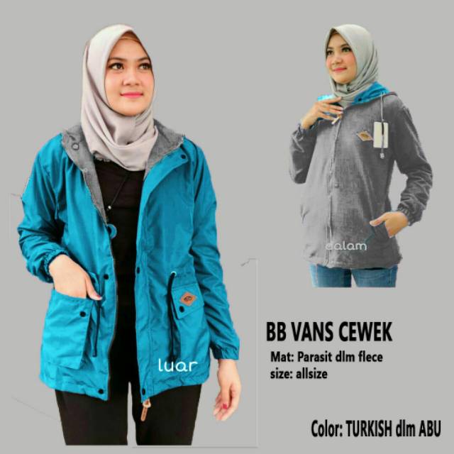 Jaket wanita / jaket vans wanita / jaket parasut wanita / jaket bolak balik / jaket murah