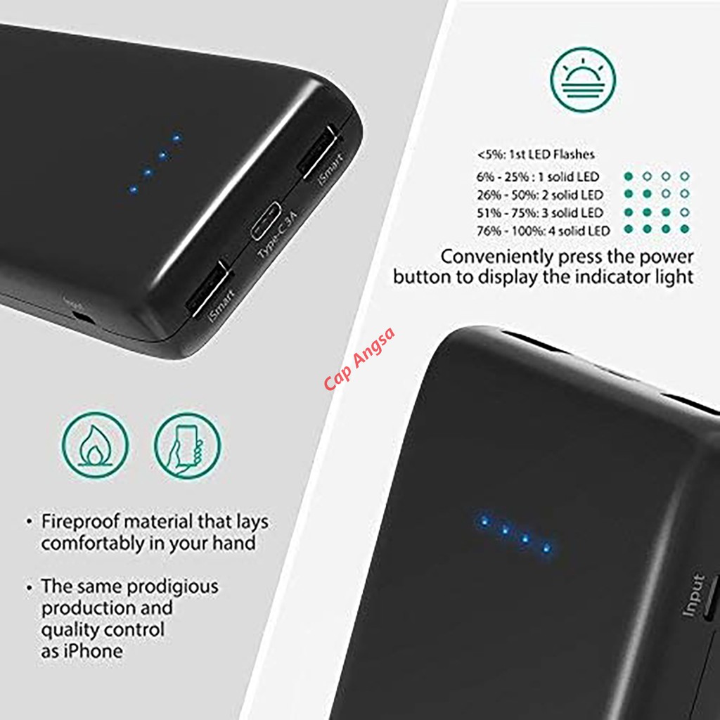 POWERBANK FAST CHARGING 22000mAh RAVPower QUICK CHARGE RAV POWER TYPE C MICRO USB DUAL INPUT