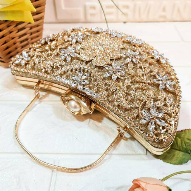 Tas Pesta LYDIA Clutch Embellished Crystal Box