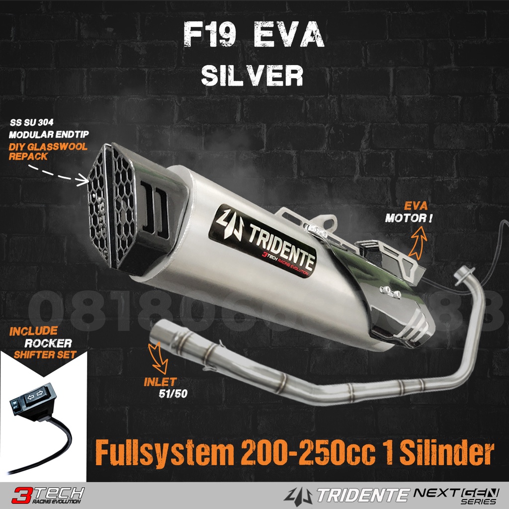 200-250cc 1 Silinder Tridente F19 EVA NextGen Knalpot 3 Suara Bergaransi Resmi & Original ninja mono