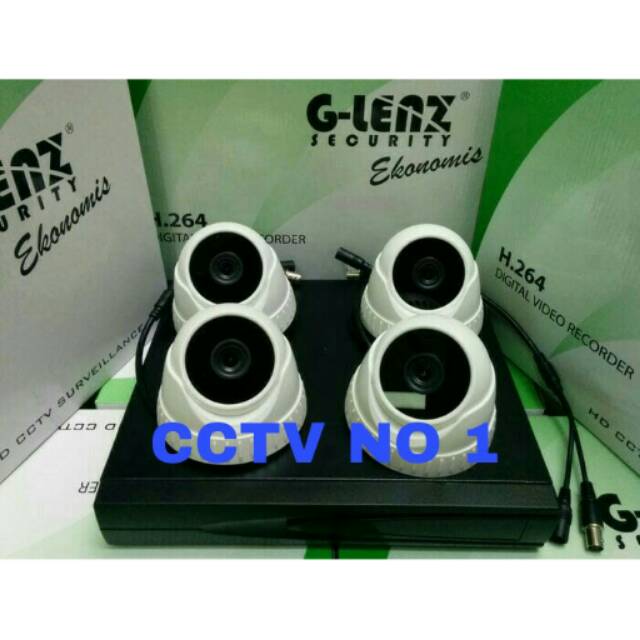 Paket cctv G-LENZ 8ch 4 kamera 1.3 mp 720p lengkap hdd 320GB