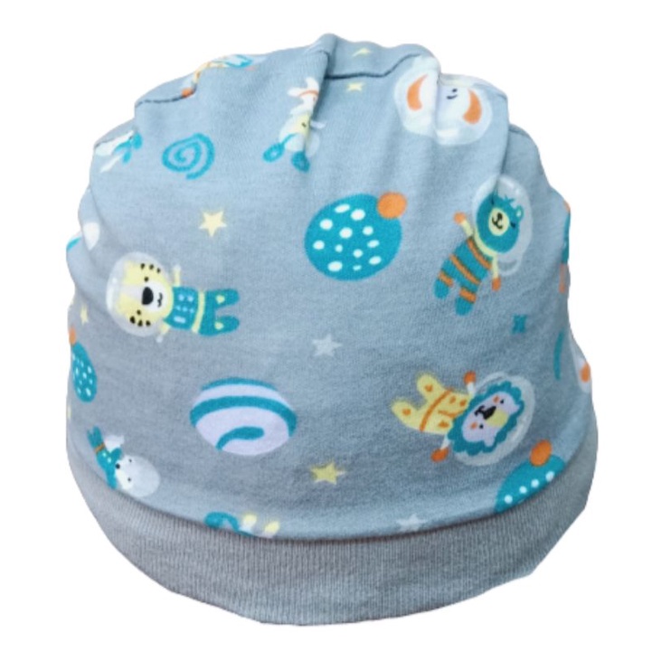 Topi Bayi Kupluk kaos motif / Topi Kupluk Bayi Rajut Laki Laki