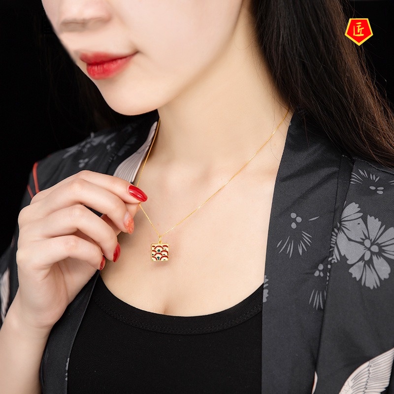 [Ready Stock]3D Gold Auspicious Cloud Pendant for Men and Women Elegant and Exquisite