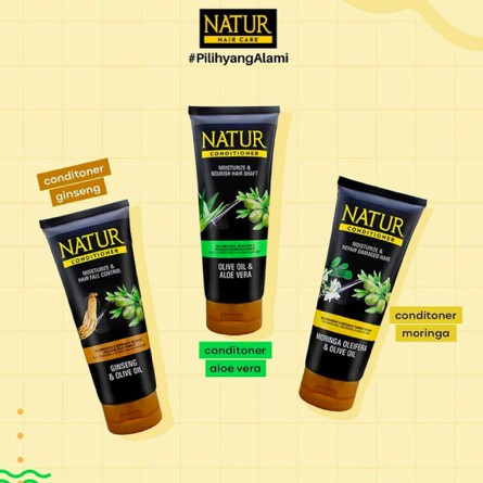 Natur Conditioner 165ml | Aloe Vera / Ginseng / Moringa Olive Oil | Kondisioner rambut