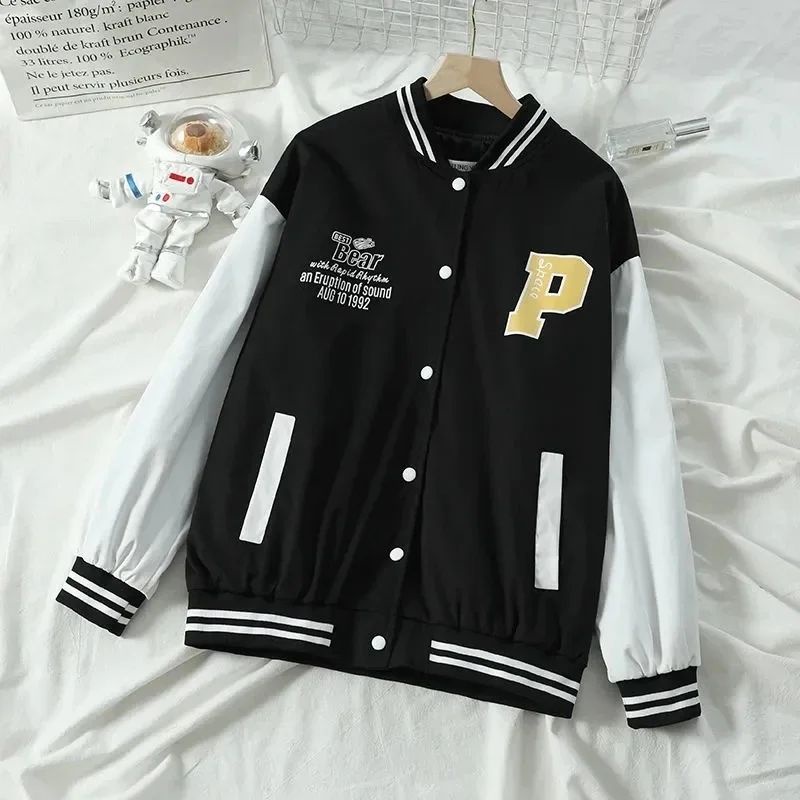 P BASEBALL 2XL 3XL Varcity Baseball Jacket | Unisex Jacket Fashion Terkini Bahan Fleece Korean Style