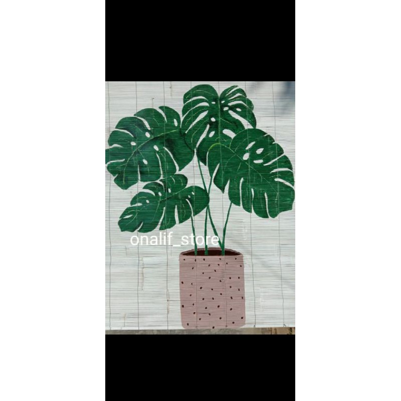 tirai bambu monstera 2x2