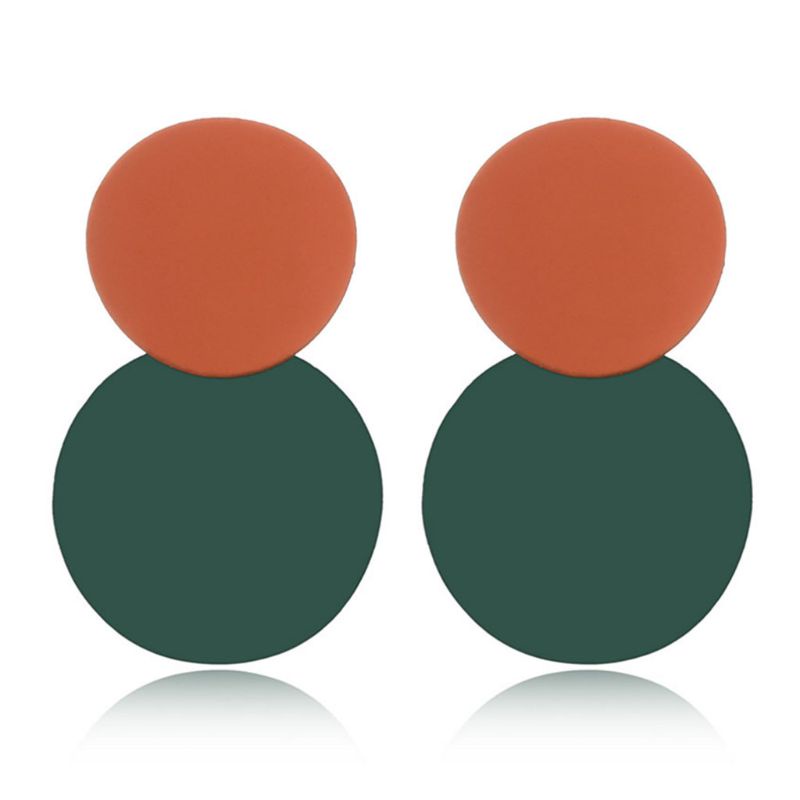Siy Anting Tusuk Gantung Bahan Akrilik Desain Bulat Warna Ganda Gaya Vintage Kreatif Untuk Wanita