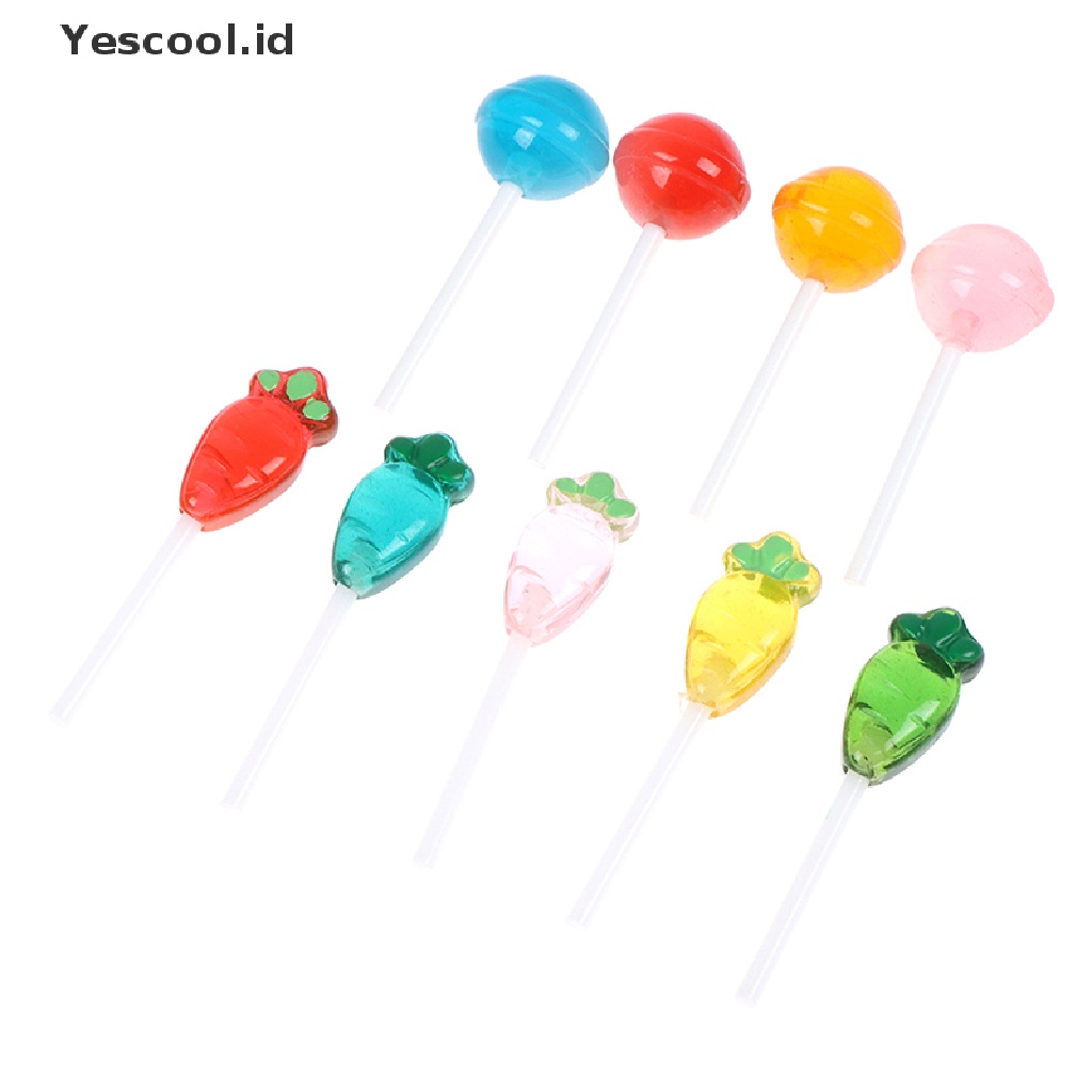 (Yescool) 5pcs / Set Mainan Lolipop Mini Bahan Resin Untuk Aksesoris Rumah Boneka