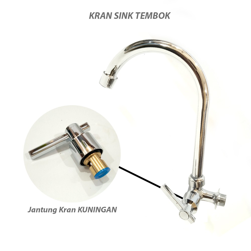 Kran Angsa Dapur Kran Cuci Piring Chrome Kran Sink Tembok - 1/2 Inch - High Quality /  Kran Cuci Piring MURAH