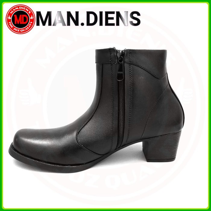 BlackPiinkMilitary       Mandiens Sepatu Wanita Boot Pdh Sus Polwan Kulit Asli Hak 5 cm