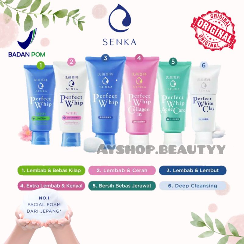 Senka Perfect Whip Series (Acne Care/ White Clay/ Collagen In)